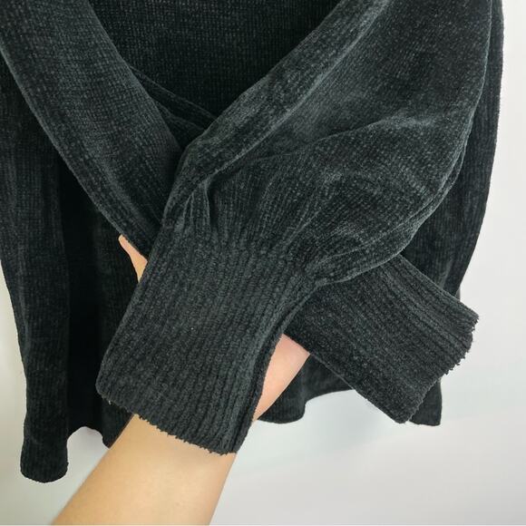 Zara Knit black sweater balloon sleeves velvety texture size Small oversized - Picture 3 of 10